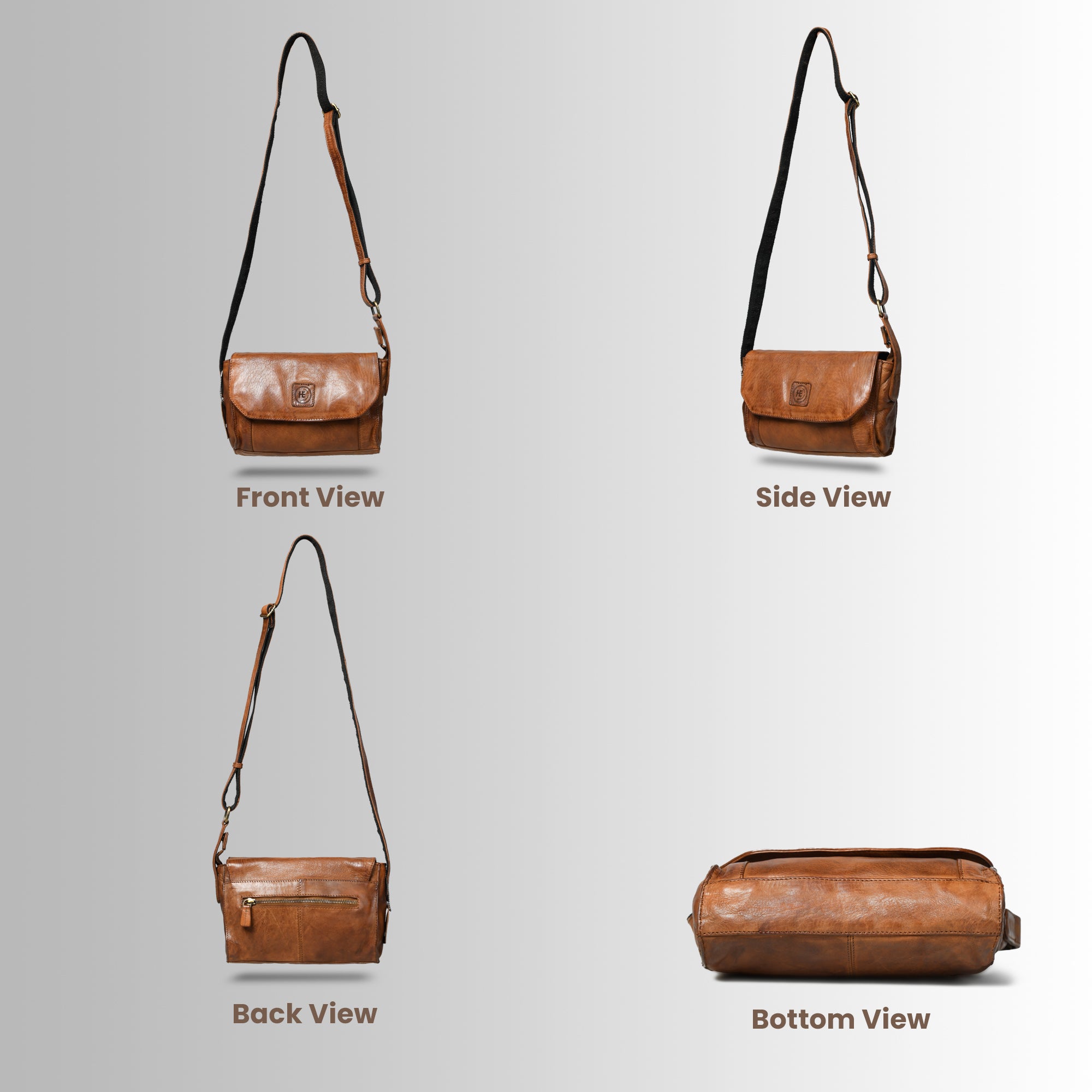 Heritage Leather Crossbody Bag - Brown Colour